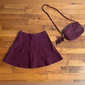 Maroon A-Line Skirt and Bag